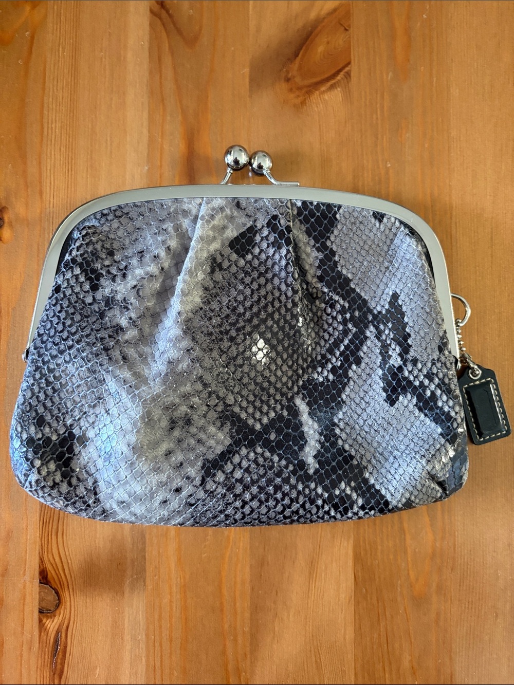 Coach Snake-Print Kiss-Lock Clutch